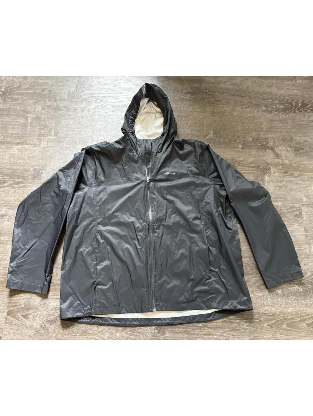 Eddie Bauer WeatherEdge Mens Black Long Sleeve Full-Zip Rain Jacket Size 3XL